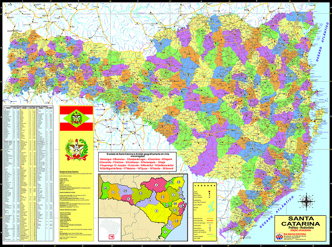 Mapa Estado Santa Catarina Político E Rodoviário Lojaapoio