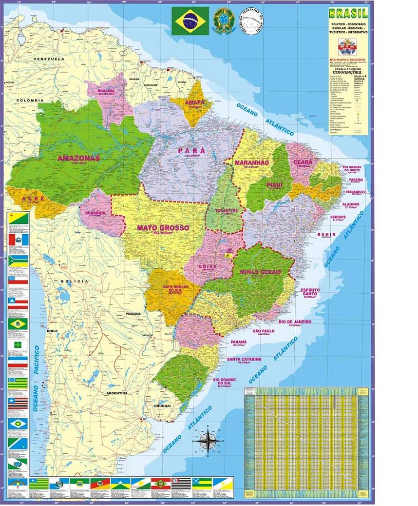 Mapa Brasil Político e Rodoviário | LojaApoio